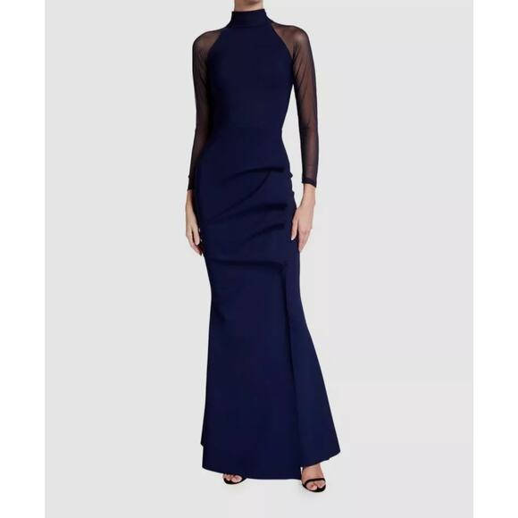 NWT Women's Chiara Bon La Petite Robe Maylys Mock-Neck Long Sleeve Illusion Gown - Picture 1 of 8